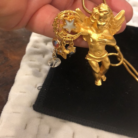 Kirks Folly Cherub with Crystals 30” Long Snake Chain -Boutique - Picture 3 of 4